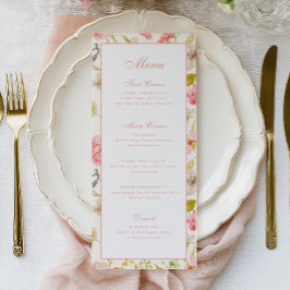 Vintage Hochzeit im Blumenmuster Menükarte
