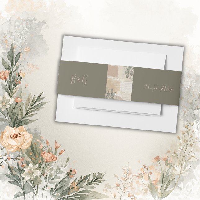 Vintage Hochzeit im bohenhaften Grün Einladungsbanderole (Von Creator hochgeladen)