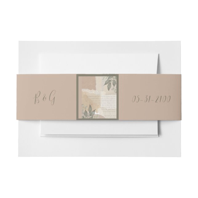 Vintage Hochzeit im bohenhaften Grün Einladungsbanderole (Vorderseite Beispiel)