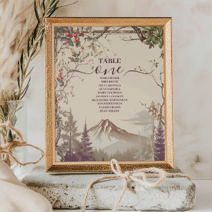 Vintage-Hochzeit im Gebirgs-Evergreen-Wald Tischnummer