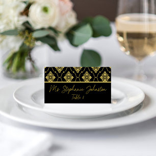 Vintage-Hochzeit im Stil von Schwarz und Gold Art  Platzkarte