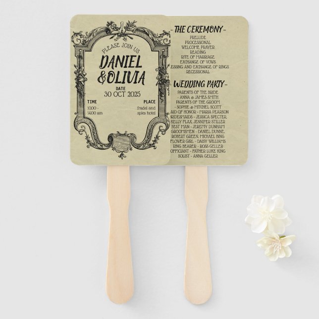 Vintage Hochzeit in grüner Schwarz Fächer (Vorne und Hinten)