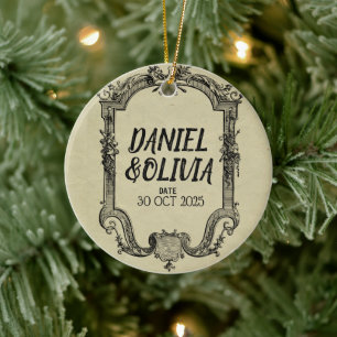 Vintage Hochzeit in grüner Schwarz Keramik Ornament
