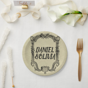Vintage Hochzeit in grüner Schwarz Pappteller