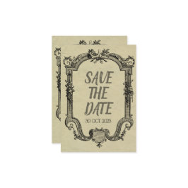 Vintage Hochzeit in grüner Schwarz Save The Date