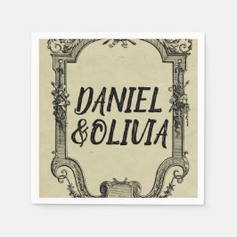 Vintage Hochzeit in grüner Schwarz Serviette