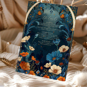 Vintage Hochzeit in Navy Blue Art Nouveau Begleitkarte