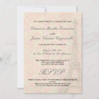 Vintage Hochzeit in Paris Einladungen