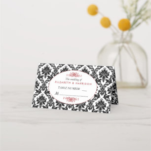 Vintage Hochzeit in Rot, Schwarz und Weiß Platzkarte