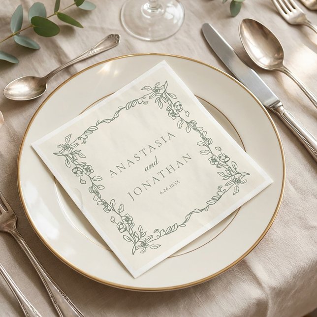 Vintage-Hochzeit in Salbeigrün  Serviette (Von Creator hochgeladen)