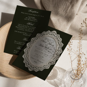 Vintage-Hochzeit in Schwarzweiß mit Spitze, alles Einladung