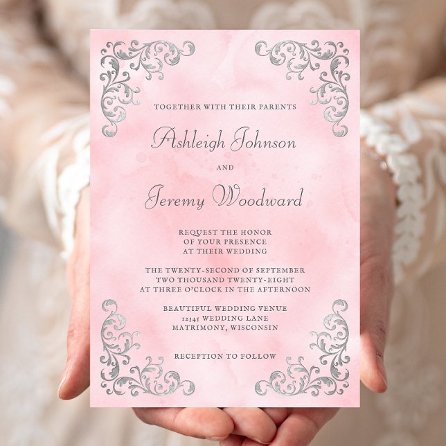 Vintage Hochzeit in Silberrot Einladung (Von Creator hochgeladen)