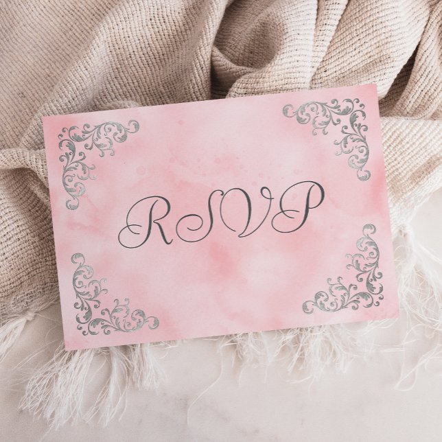 Vintage Hochzeit in Silberrot RSVP Karte (Von Creator hochgeladen)