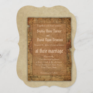 Vintage Hochzeit in Urlaubsort Einladung