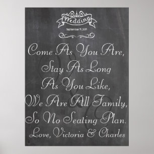 Vintage Hochzeit Kreidetafel Sitzplan für Gäste Poster