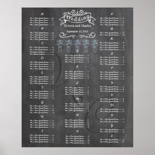 Vintage Hochzeit Kreidetafel Sitzplan für Gäste Poster