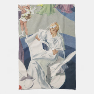 Vintage-Hochzeit, Mid Century Modern Art Deco Brau Geschirrtuch