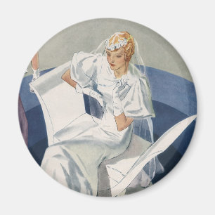 Vintage-Hochzeit, Mid Century Modern Art Deco Brau Magnet