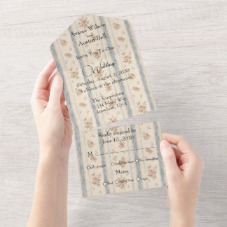 Vintage-Hochzeit mit altmodischer Tapete All In One Einladung