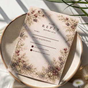 Vintage-Hochzeit mit Beeren-Botanik RSVP Karte
