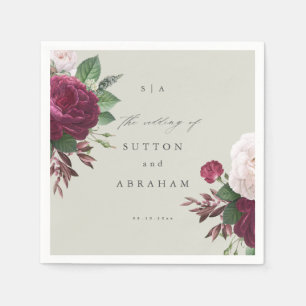 Vintage-Hochzeit mit Blumen Serviette