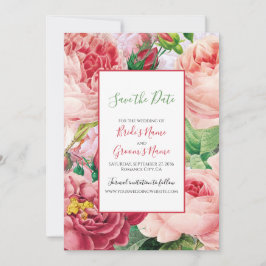 Vintage Hochzeit mit Blumen und Botanischem Rosen Save The Date