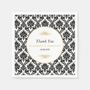 Vintage Hochzeit mit Gold, Schwarz und Weiß Serviette