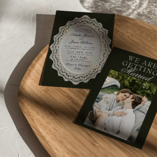 Vintage-Hochzeit mit schwarzer und weißer Lace Old Einladung