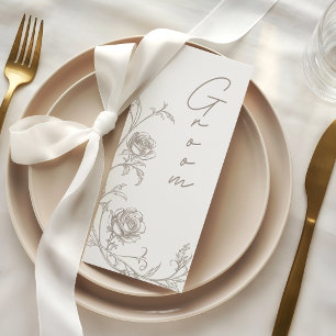 Vintage Hochzeit reservierter Sitzplatz für den Br Menükarte