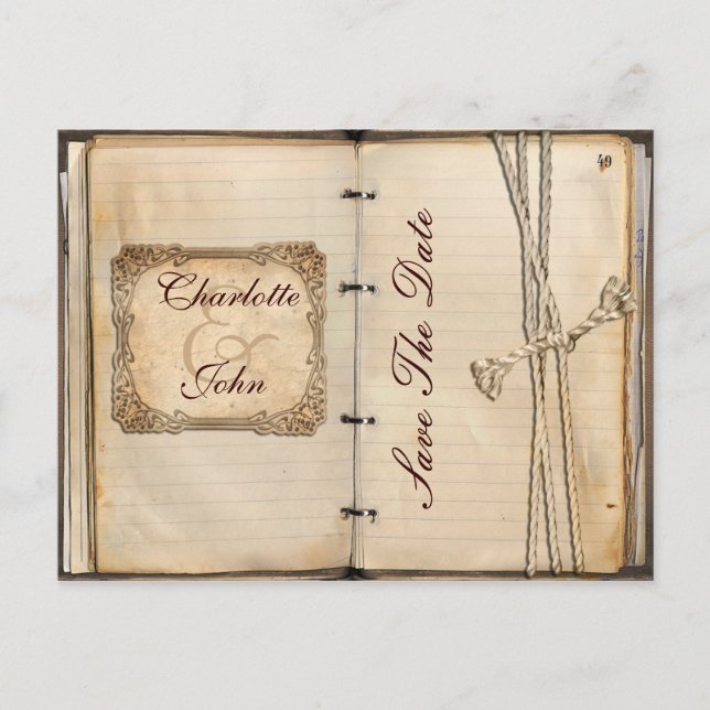 Vintage Hochzeit Save the Date Ankündigungspostkarte (Vorderseite)