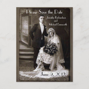 Vintage-Hochzeit Save The Date Postkarte