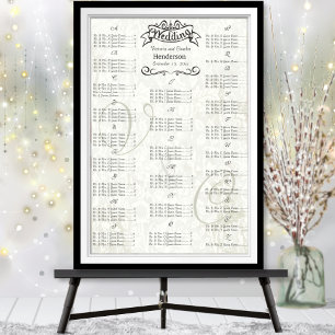 Vintage Hochzeit Sonderveranstaltung Gäste Sitzord Poster