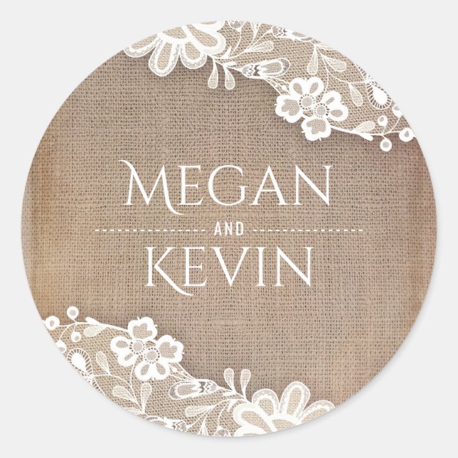 Vintage Hochzeit und Rustikale Hochzeit Runder Aufkleber (Vorderseite)