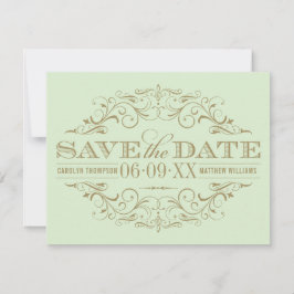 Vintage Hochzeit von Green und Antique Gold Geblüh Save The Date