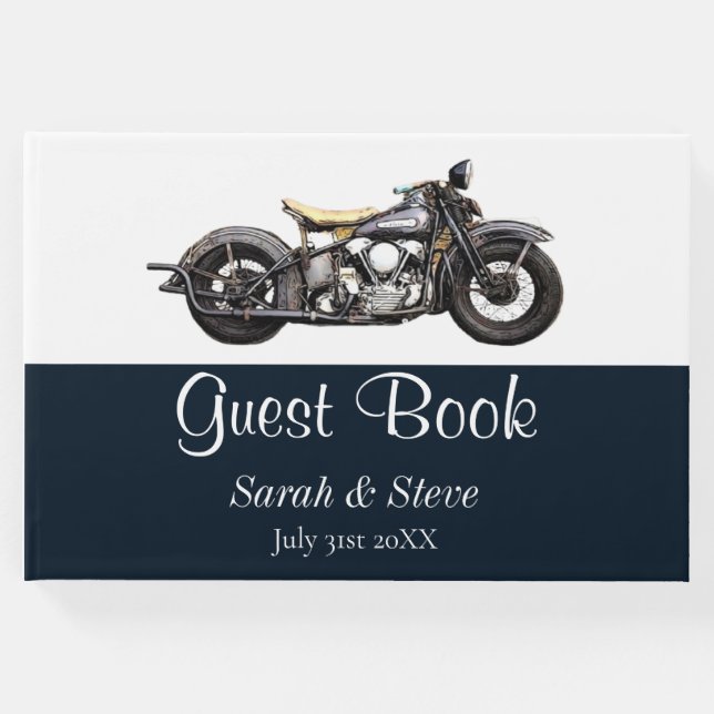 Vintage Hochzeit von Motorrädern Gästebuch (Vorderseite)