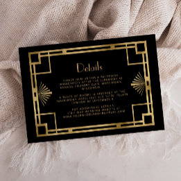 Vintage Hochzeitdetails für Deko Black Gold aus de Begleitkarte