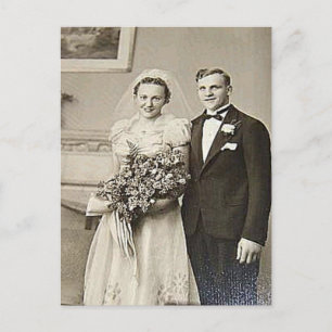 Vintage Hochzeitfotografie Postkarte