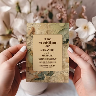 Vintage Hochzeitreise mit Wasserfarbe Einladung