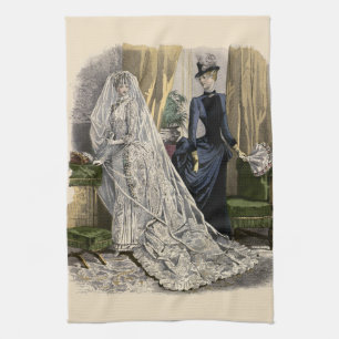 Vintage-Hochzeits-Brautporträt, viktorianische Bra Geschirrtuch