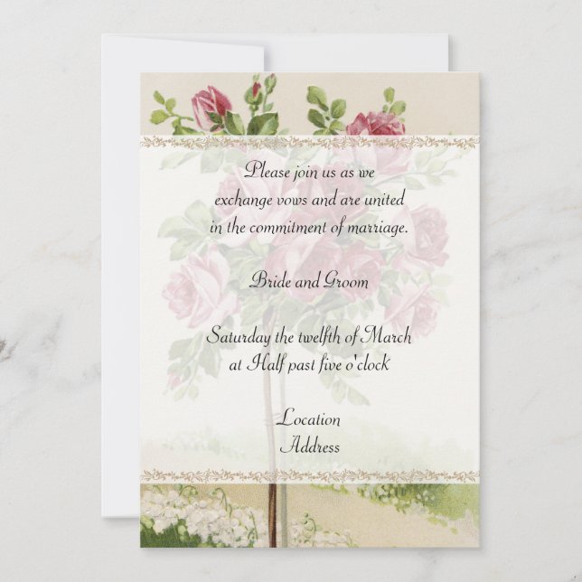 Vintage Hochzeits-Einladung Einladung (Vorderseite)