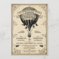 Vintage-Hochzeits-Einladung im Heißluftballon-Stil
