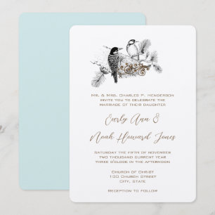 Vintage-Hochzeits-Einladung Love Birds Weiße Noten Einladung