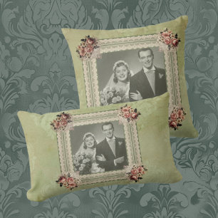 Vintage-Hochzeits-Erinnerung Rosen Spitze Lendenkissen