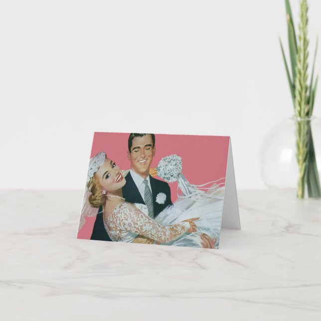 Vintage Hochzeits-Jungvermählten, Braut u. Dankeskarte (Vorderseite)