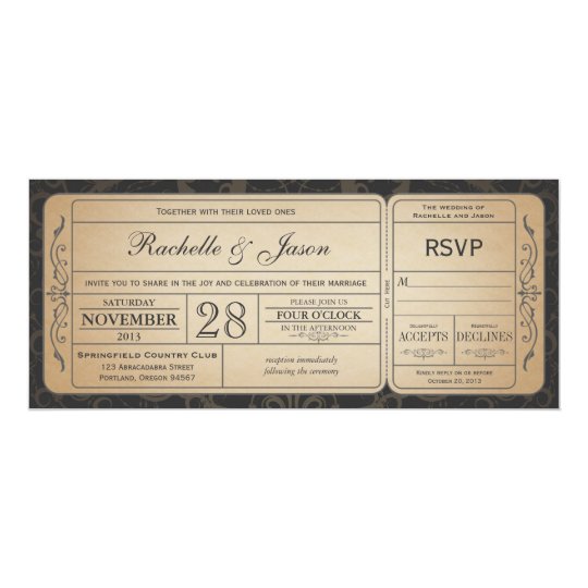 Vintage Hochzeits-Karten-Einladung mit UAWG 3,1 10,2 X 23,5 Cm Einladungskarte