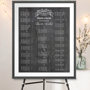 Vintage Hochzeits-Kreidetafel-Gästesitzplan Poster