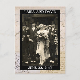 Vintage Hochzeits-Paar-Save the Date Postkarte