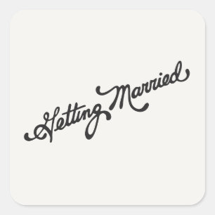 Vintage-Hochzeits-Schriftart Hochzeit Quadratischer Aufkleber