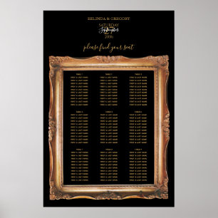 Vintage Hochzeits-Sitzplan in Schwarz und Gold Poster