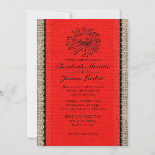 Vintage Hochzeitsaufenthalte in Rot und Schwarz Einladung